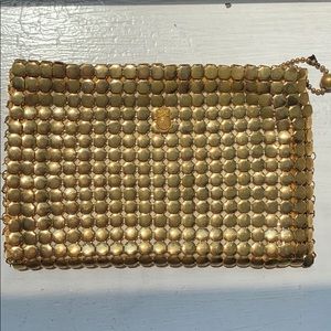Vintage Whiting & Davis gold mesh zippered clutch